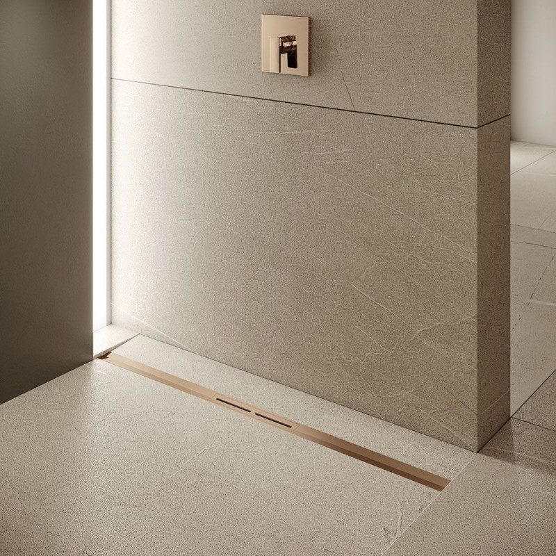 Решетка за линеен сифон модел DRAINPROFILE – цвят лъскаво червено злато, PVD покритие - AVE Ceramica