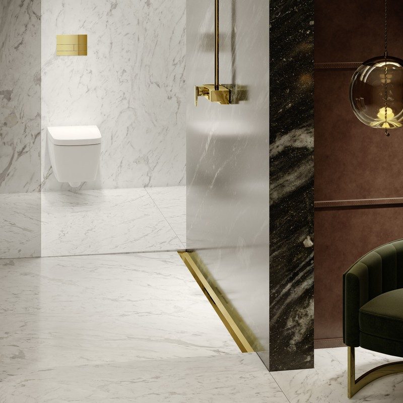 Shop - Решетка за линеен сифон модел DRAINPROFILE – цвят сатинирано злато, PVD покритие - AVE Ceramica