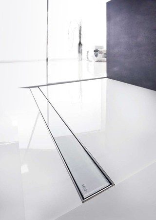 Комплект за линеен сифон модел GLASS – бял стъклен панел - AVE Ceramica