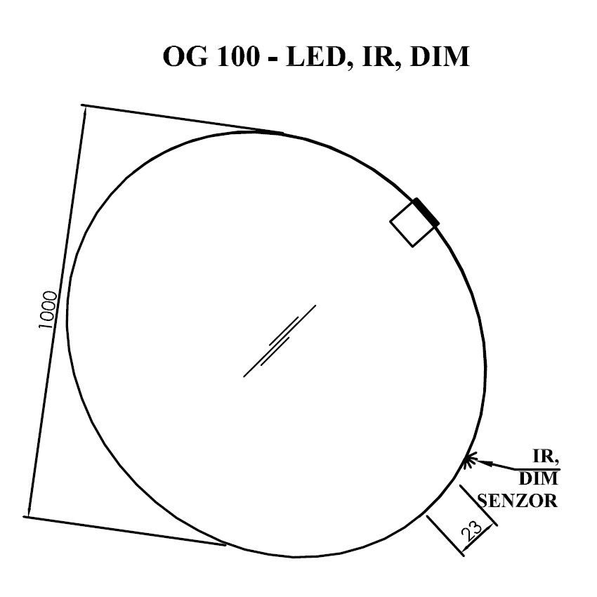 Кръгло огледало за баня OG 0 100 -LED, IR, DIM - Огледала за баня с лед осветление -  AVE Ceramica