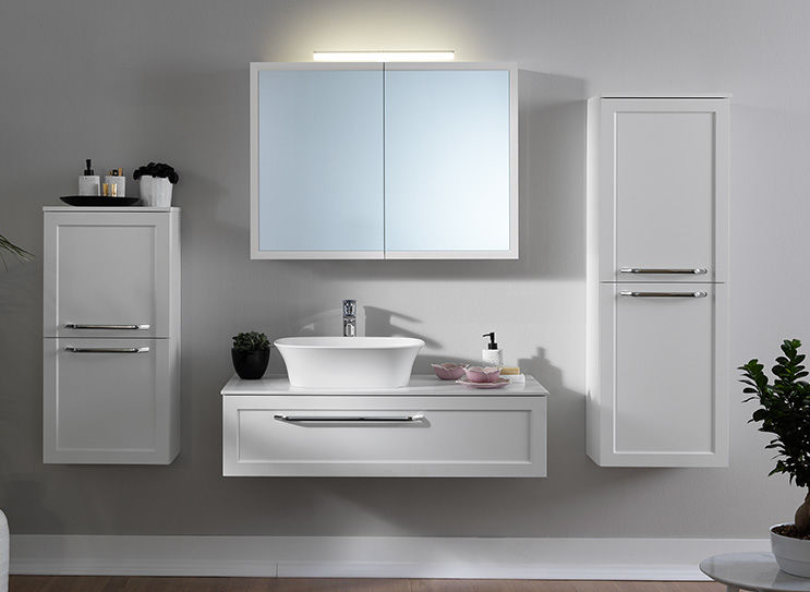 Горен шкаф за баня Blanche с огледало TOB 95 WH -LED, SW, S - Мебели за баня -  AVE Ceramica