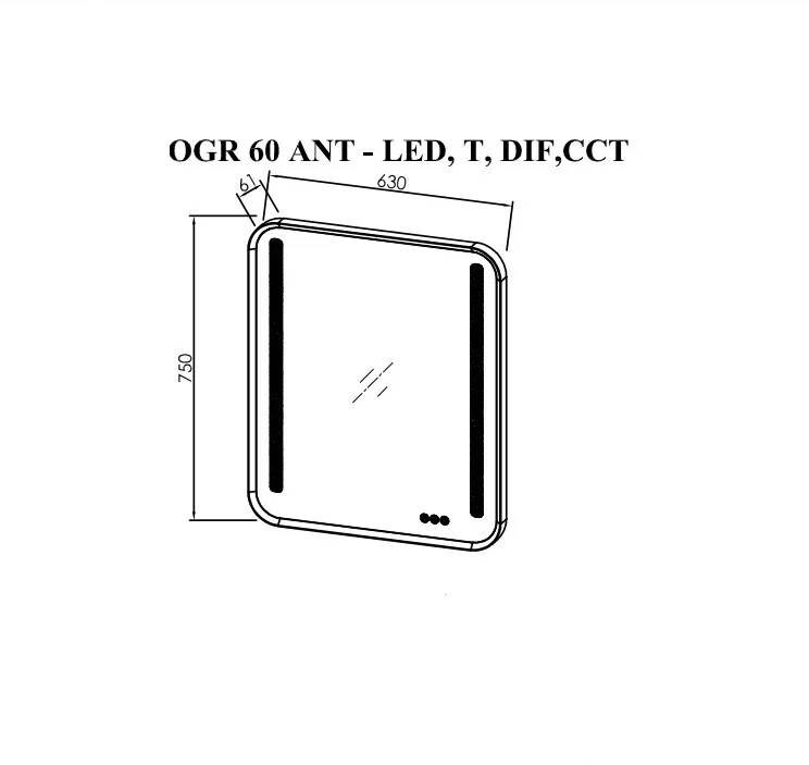 Огледало за баня Ramona OGR 60 LED - Огледала за баня с лед осветление -  AVE Ceramica