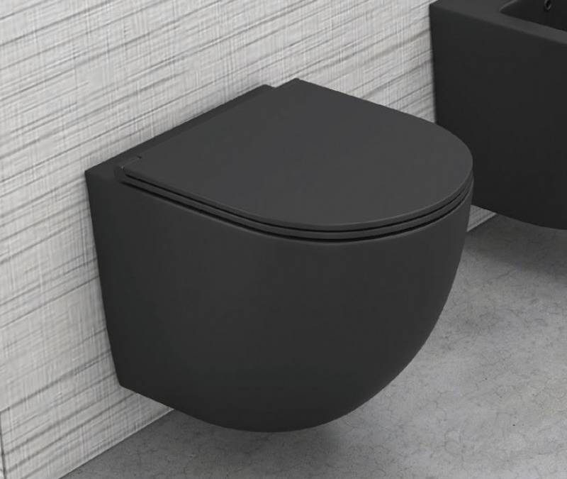 Пакетно предложение окачена тоалетна Milos Mini Black Matt със структура за вграждане Tece - Промоции - AVE Ceramica