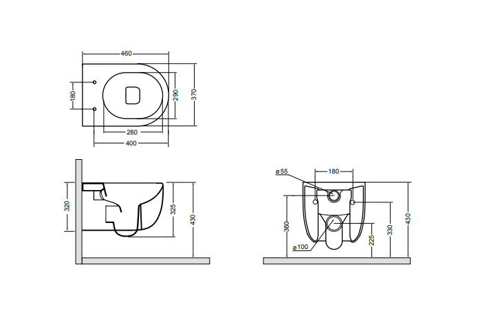 Окачена тоалетна чиния AхA Glomp Wall-hung mini 46х37 cm - Окачени тоалетни чинии -  AVE Ceramica