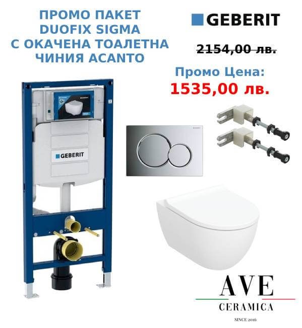 Промоции - Промо пакет Duofix Sigma с окачена тоалетна чиния Acanto - AVE Ceramica