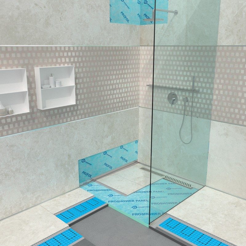 Профил за душ кабини с вграден наклон и монтаж на стъкло в пода ShowerStep - AVE Ceramica