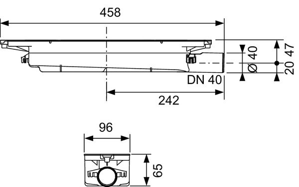 Сифон за Drainprofile, DN 40, монтажна дълбочина 65 мм - Линейни сифони -  AVE Ceramica