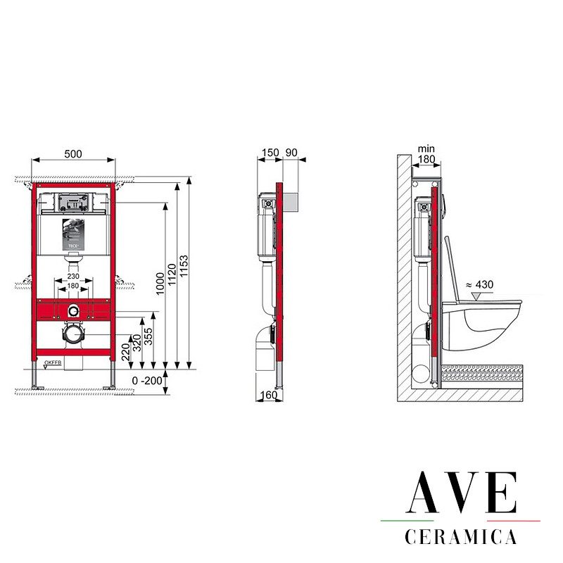 Структура за вграждане с активатор TECE LUх mini White glass - Структури за тоалетни -  AVE Ceramica