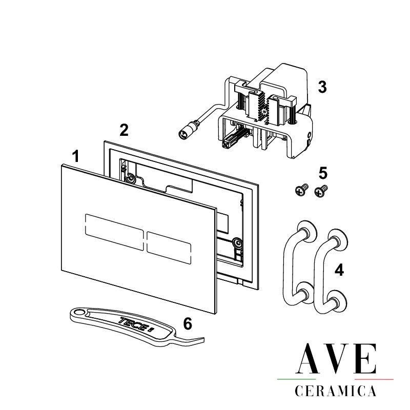 Структура за вграждане с активатор TECE LUх mini White glass - AVE Ceramica