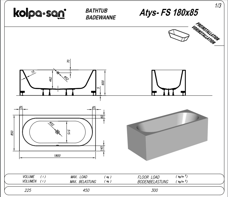 Свободностояща вана Atys-FS - Shop -  AVE Ceramica