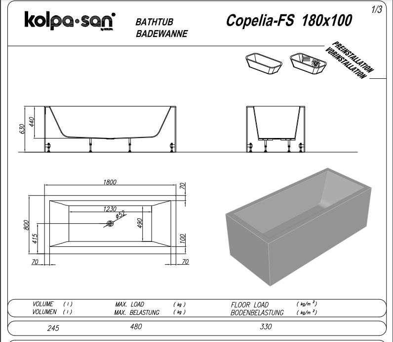 Свободностояща вана Copelia-FS - AVE Ceramica