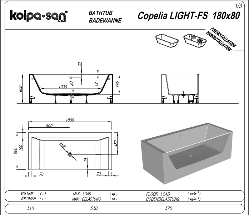 Свободностояща вана Copelia Light-FS - AVE Ceramica