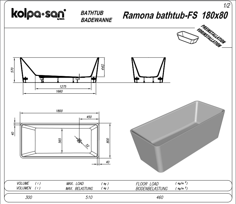 Свободностояща вана Ramona-FS - AVE Ceramica